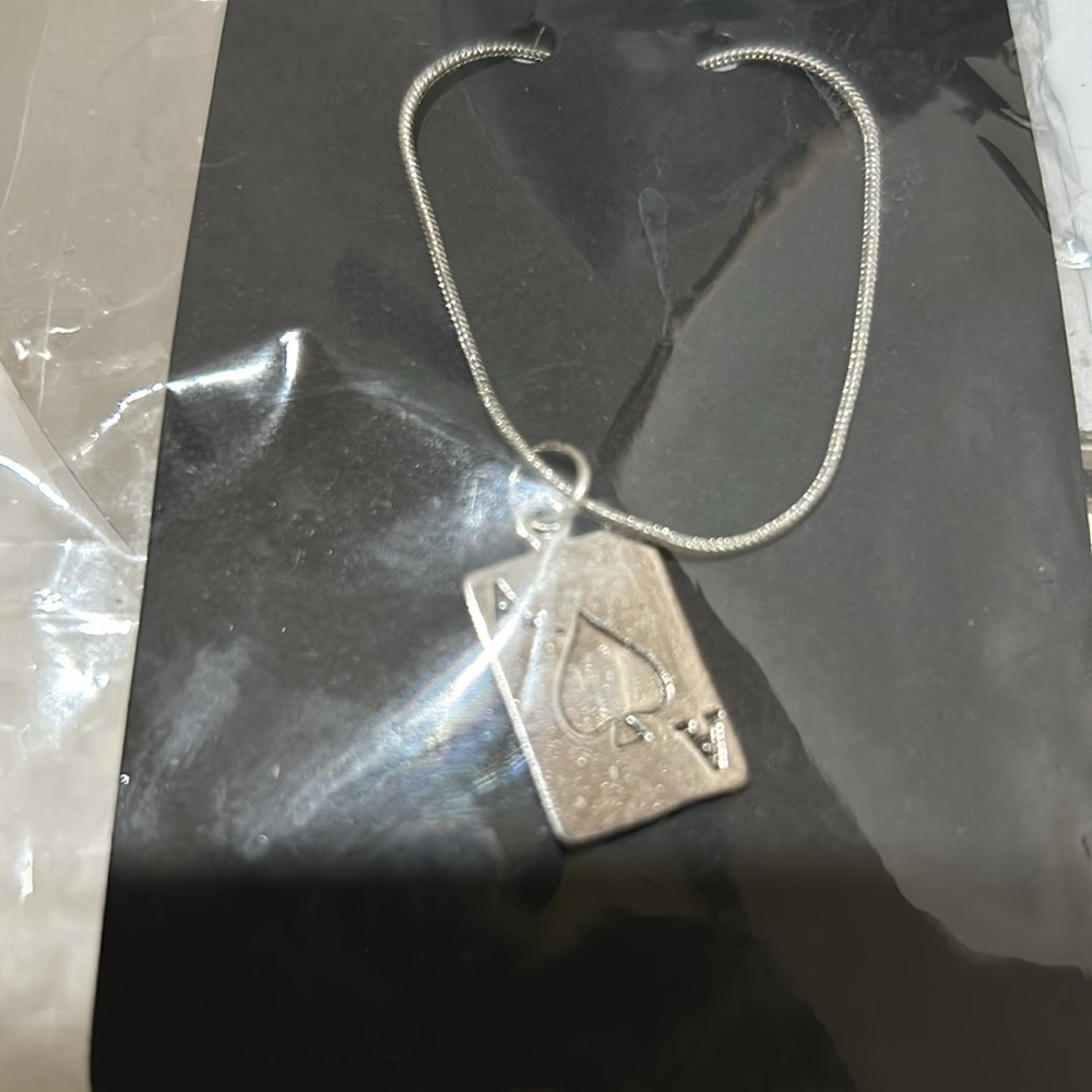 NWT Ace of Spades Rope Chain Silver Toned Necklace